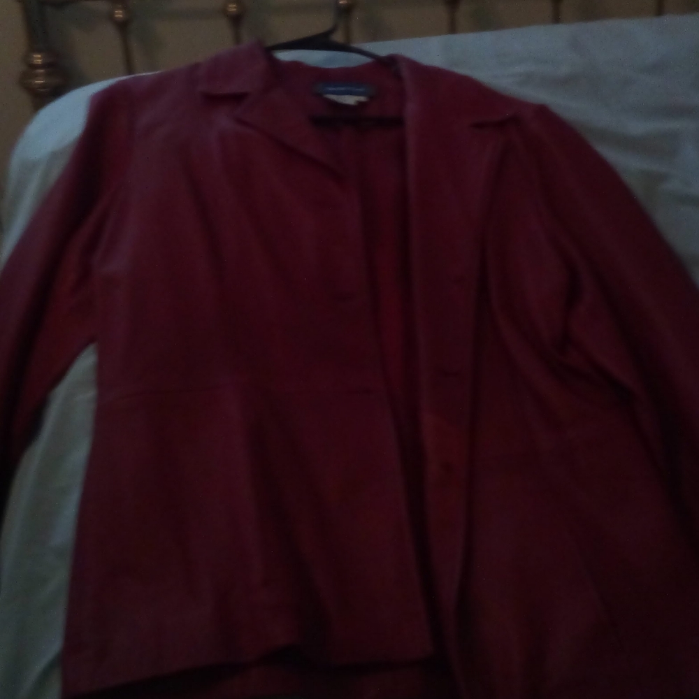 Austin Reed red genuine leather jacket